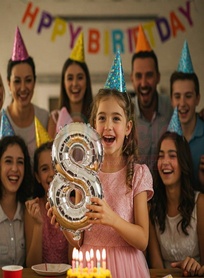 Propsicle 16 inch Birthday Foil 8 Number Helium Balloon Party Decoration Silver Pack of 1 | 8 Year No. Balloons Birthday/Anniversary | Eight Number - Image 3